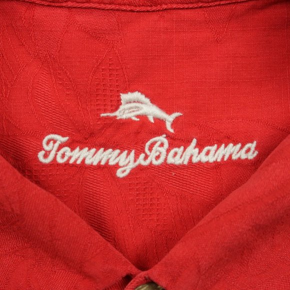 Tommy Bahama UGA Georgia Bulldogs Silk Tropic Isles Camp Shirt in Red Size XL - Picture 6 of 9